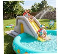 Inflatable Pool Slide, Swimming Pool Slide With Wide Water-fillable Base - Easy Setup & Storage Pvc Indoor/outdoor For Kids & Adults (khaki, With Foot Pump), Summer Use