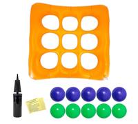 Inflatable Pool Toss Games Set for Adults Giant Floating Pool Tic Tac Toe Party Game with 12Pcs Balls 2 Players Interaction Cool Summer Parties Supplies for Holiday Beach Lake Garden Party (65x65cm)