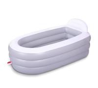 Inflatable Portable Bathtub, Inflatable Bath Tub for Adult, 165×86×71 cm Freestanding Bath Tub for Home Spa or Ice Bath(Gray White)