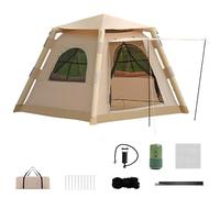 Inflatable Portable Waterproof Camping Tent, Inflatable Camping Tent 4 Seasons Waterproof & Windproof & Sunproof with Large Moisture-proof Pad for 4-8 Person