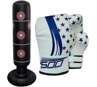 Inflatable Punch Bag for Kids & adult, 160cm Inflatable Boxing Bag Gloves, Free-standing Target Stand, Karate MMA, Martial Arts Punching Training Freestanding with Target Zones (Blue)