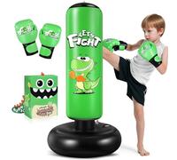 Inflatable Punching Bag, 48" Inflatable Bag for Kids with Boxing Gloves for 3-8 Kids, Stable Boxing Set for Practicing Karate, Taekwondo,Dinosaur Toy & Gifts for Boys (Green)
