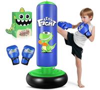 Inflatable Punching Bag, 48" Inflatable Bag for Kids with Boxing Gloves for 3-8 Kids, Stable Boxing Set for Practicing Karate, Taekwondo,Dinosaur Toy & Gifts for Boys (Blue)
