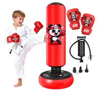Inflatable Punching Bag Ninonly 130cm Panda Pattern Stable Boxing Bag with Boxing Gloves for Karate and Taekwondo Practice for Boys and Girls Gifts