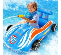 Inflatable Race Car Pool Float for Kids with Water Gun, Ride-On Fun for Ages 4-8, Summer Outdoor Water Toy for Boys and Girls, Splash Pool Lounge