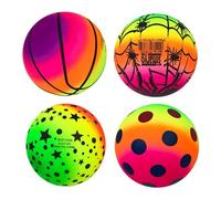 Inflatable Rainbow Ball - Rubber PVC 15cm, Bouncy Playground Sports Kickball | Random Pattern Hand Multi Color Kicking Toy for Kindergarten Summer Beach Party Indoor and Outdoor Game Use
