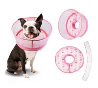 Inflatable Recovery Dog Cone Collar for Large Medium Dogs After Surgery, Soft Dog Donut Collar Adjustable Recovery Bone for Pets, Prevent from Biting & Scratching (Pink, M+)