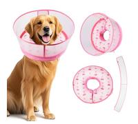 Inflatable Recovery Dog Cone Collar for Large Medium Dogs After Surgery, Soft Dog Donut Collar Adjustable Recovery Bone for Pets, Prevent from Biting & Scratching (Pink, L)