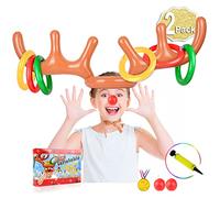 Inflatable Reindeer Antler Game, 2 Antler, 12 Rings Inflatable Reindeer Ring Toss Christmas Party Games, Christmas Family Games by AniSqui