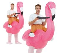 Inflatable Ride Em Flamingo Costume Hawaiian Beach Party Fancy Dress Outfit