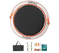 Inflatable Round Floating Ring - Water Hammock Dock, Sun Chill Mat Raft Platform, Heavy Duty Floats for Lake and Beach with Water Ladder and Cup Holder,8FT/10FT
