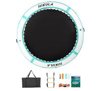 Inflatable Round Floating Ring - Water Hammock Dock, Sun Chill Mat Raft Platform, Heavy Duty Floats for Lake and Beach with Water Ladder and Cup Holder,8FT/10FT