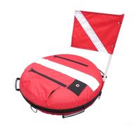 Inflatable Safety Buoy for Freediving and Scuba Diving with Coated Nylon, Over Pressure Relief Valve, and Five Stainless Steel Attachment Rings (Red)