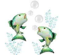 Inflatable Salmon Fish Foil Balloons Gone Fishing Seaweed Bubble Balloons Ocean Sea Animal Let’s Go Fishing Themed Balloon Decor for oh Fishally One Birthday Baby Shower Party Decorations Supplies