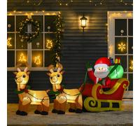 HOMCOM 8ft Christmas Inflatable Santa Claus on Sleigh, LED Lighted Decoration