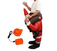 Inflatable Santa Costume - Waterproof Blow Up Cosplay Jumpsuit for Festive Celebrations, Eye-Catching Design with Built-In Fan, Santa Suit for Family Gathering Events Performances, Red Polyester,