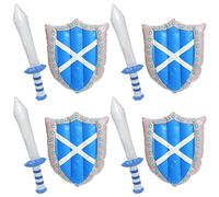 Inflatable Scottish Flag Sword & Shield Fancy Dress Accessory Burns Night Scottish Football Rugby Decoration - Pack Of 4
