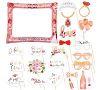 Inflatable Selfie Frame Photo Booth with 23pcs Props - Rose Gold Wedding Picture Frame for Bridal Shower Party Games Accessories
