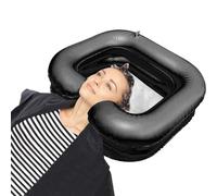 Inflatable Shampoo Basin - Black Portable Hair Washing Tray with Neck Pillow | Foldable Bedside Shower Tub, Medical Nursing Aid for Bedridden Elderly Disabled Pregnancy Care