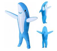 Inflatable Shark Costume for Adult Halloween Costume Funny Blow Up Shark Costumes Fancy Dress for Cosplay Party Blue