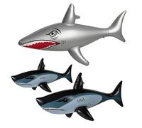 Inflatable Shark Pool Toys, 3pcs Swimming Animal Pool Inflatables, Black and Silver Shark Inflatable for Pool Parties,PVC Aquatic Themed Decor Photo Props for Luau, Beach, Water Park, Birthday