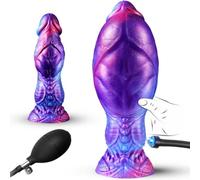 Inflatable Silicone Anal Plug with Adjustable Girth and Suction Cup | Adjustable inflatable silicone plug with a suction-cup base; suitable for G-spot and prostate stimulation training; unisex.