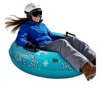 Inflatable Sledge with Ski Ring and Snow Tube - Thick PVC Winter Hiking | Cold Resistant Outdoor Snowboard Toy, Christmas Sled, Durable Circular Slide 82 cm