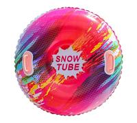 Inflatable Snow Tube 1PC Inflatable Snow Disk/Tube Sled With Handles For All Ages，Heavy-Duty & Cold-Resistant For Thrilling Rides(Pink)