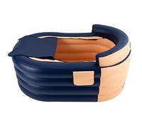 Inflatable Soaking Bathtub 30W Blow Up Bathtub 4 Layers 84x140x74cm PVC Inflatable Bath Foldable Design with Air Pump 3 Inflatable Nozzles Zipper Cover Wireless Inflation