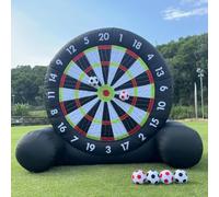 Inflatable Soccer Darts Board with 8pcs Soccer Balls Blower Inflatable Football Darts Kick Goal Game for School Gym Camp Yard Sport Game,Black,2.5m
