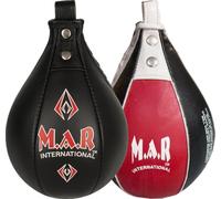 Inflatable Speed Ball for Boxing with Hanging Swivel - Genuine Leather Punching Speedbag for Boxing, MMA, Muay Thai, Martial Arts Training - Dodge Ball for Home Gym Workout (Black/Red, Small)