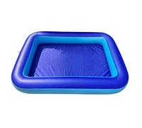 Inflatable Splash Pool for Kids, Plastic Wading Pools Outdoor, Large Sensory Sand & Water Play Pit for Toddlers, Kiddie Small Swimming Pool with Air Pump, Sand Box Backyard (blue, L-77"*53"*9"(OD))