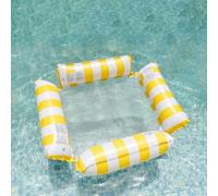 Inflatable Square Mesh Water Hammock, Portable Blow Up Floating Pool Lounge Chair, Lightweight Floating Raft with Breathable Mesh Seat, Summer Water Relaxation Float for Swimming Pool, Lake, Beach