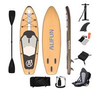 Inflatable Stand Up Paddle Board Premium SUP Board with Adjustable Paddle, Pump, Backpack, Leash, and Waterproof Ice Bag - Lightweight & Stable for All Skill Levels SUP25D-KHAK
