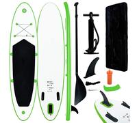 Inflatable Stand Up Paddle Board Set SUP Surfboard Green and White vidaXL