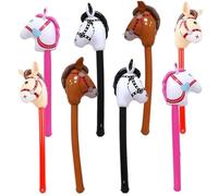 Inflatable Stick Horse 8Pcs Colorful Soft & Anti-Leak PVC Horse Balloon with Edge Sealing Design Baby Toys Balloon Stick for Themed Birthday Party Supplies