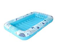 Inflatable Sunbathing Pool Lounge - Floating Mat, Tanning Bed | Double Blow Up Water Play Summer Relaxation Pillow Cup Holder System for Adult Couple Family Resort Beach Lake Calm