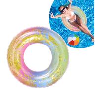 Inflatable Swim Ring for Adult,Swimming Rings,Bling Inflatable Pool Floats With Rainbow Sequins Transparent Floating Ring Swim Tube Rings for Girl Women Beach Summer Pool Party Water Sport