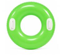 Inflatable Swim Ring with Handles 76cm Neon Kids Pool Float - High Gloss Swimming Tube for Beach, Pool & Holiday Fun (Green)