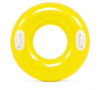 Inflatable Swim Ring with Handles 76cm Neon Kids Pool Float - High Gloss Swimming Tube for Beach, Pool & Holiday Fun (Yellow)