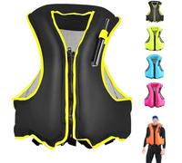 Inflatable Swim Vest for Adults, Lightweight Breathable Safety Vest with 3-Breath Inflate & Foldable Design for Snorkeling Kayaking Paddleboarding(black)