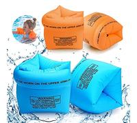 Inflatable Swimming Armbands, 4 Pack Swimming Arm Bands for Kids,Floating Arm Bands Float Roll Up Sleeves Arm Float Bands Swimming Ring Pool Swim Floats Arm Band (1 Pair Blue+1 Pair Orange)