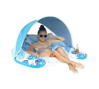 Inflatable Swimming Pool Buoy | Inflatable Floating Hammock for Adults - Floating Lounger with Cup Holder and Umbrella for Lake, River, Beach, Swimming, Summer and Outdoor Activities