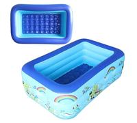 Inflatable Swimming Pool | Large Paddling Pool | Rectangle Thickened With Drain Plug | PVC Inflatable Pools With Soft Bottom | For Backyard Apartment Preschool Birthday Party Boys Girls