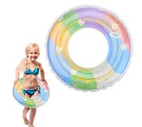 Inflatable Swimming Ring Pool Float Toys Rubber Ring Swimming Pool Floats Ring With Sequins Rainbow Floating Ring Durable Swim Ring Tube for Kids Boys Girls Summer Pool Party,Inner Diameter 22cm