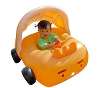 Inflatable Swimming Ring - Swimming with Canopy | Swimming Float Seat with Car Steering Wheel and Horn | Parasol Pool Ring for Children Girls 24 Inches