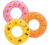 Inflatable Swimming Rings 70cm 3 Pack, Crystal Bubble Pool Floats for Kids, Pink Orange Yellow Swim Ring Rubber Rings for Beach, Paddling Pool, Garden Summer Party Toys