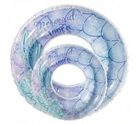 Inflatable Swimming Rings, BRTNUP 2 Pack 70&90cm Sequin Inflatable Pool Float Rubber Rings for Kids Adult, Pool Inflatables Rings for Kids Beach Party Summer Water Sport (Blue-Mermaid)