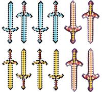 Inflatable Swords 12Pcs Kids Mine-Crafter Fans Pixel Inflatable Weapons for Birthday Pool Party Cosplay Play Accessories Party Favors Halloween Supplies