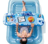 Inflatable Tanning Pool Float Tray - 61" L x 15.7" W Extra Large Tray with Non-Slip and Cooler Container, Designed for Sunbathing Bed, Tanning Lounge & Water Blow Up, Ball Pit, Party Gifts